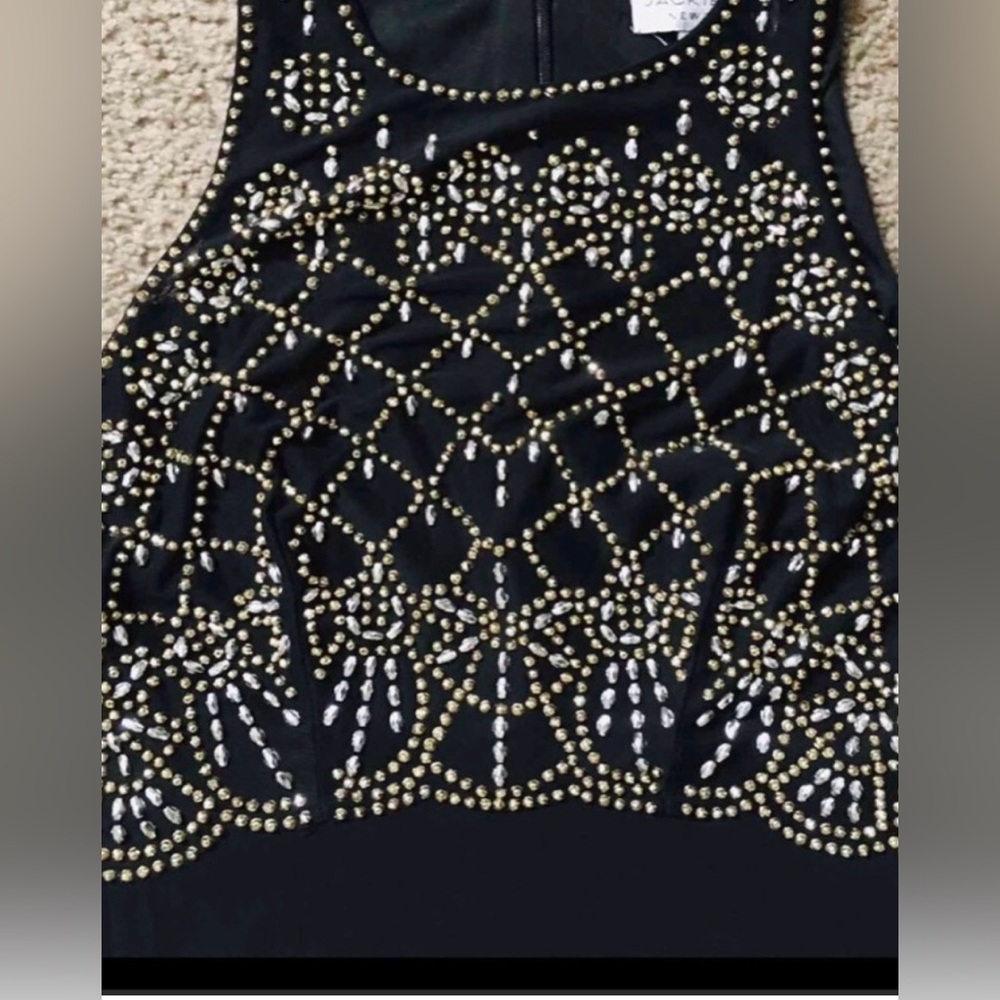 Jackie Jon Beaded Bodice Evening Gown Dress Sz 16 - Picture 2 of 10